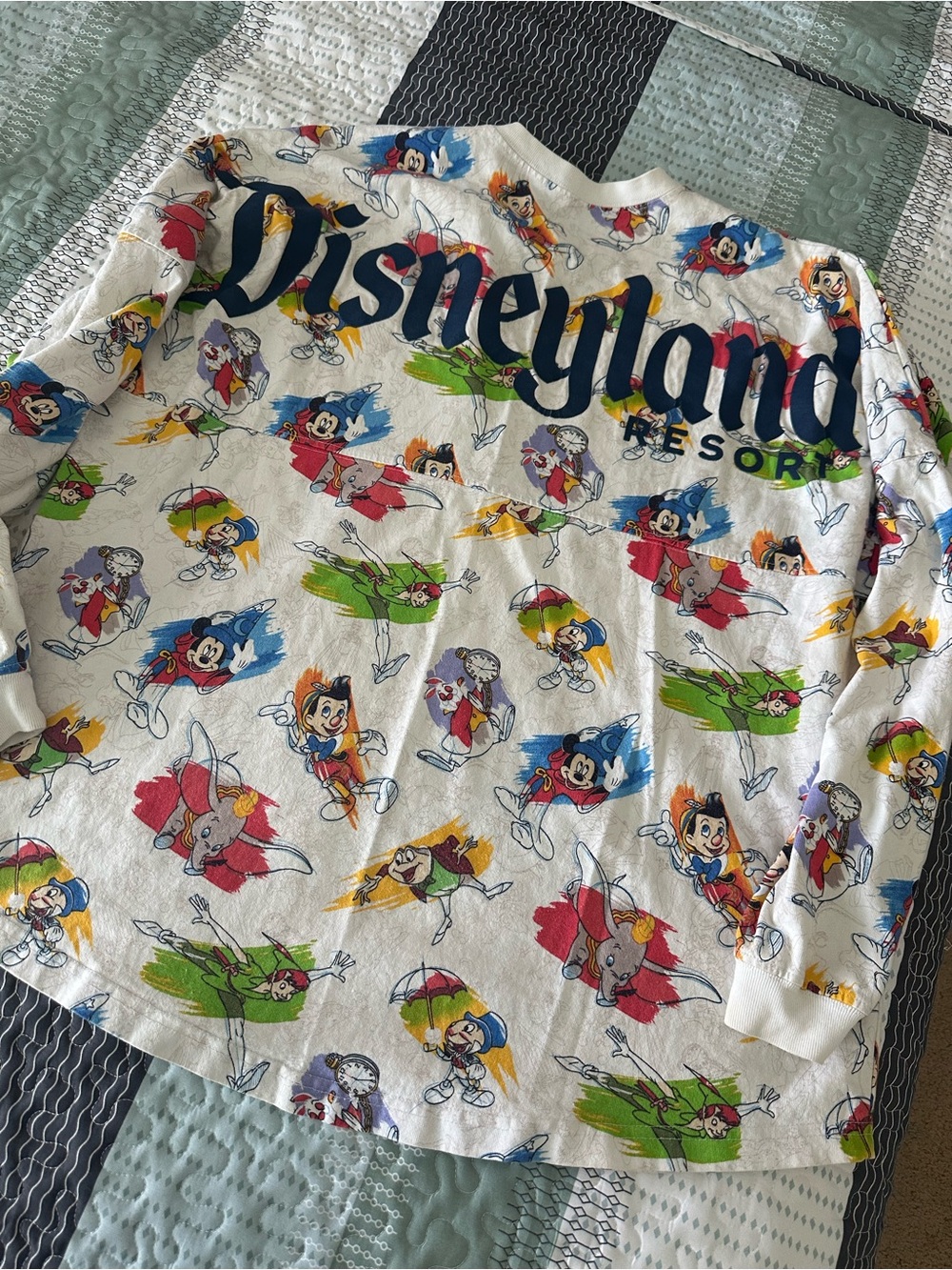 Disney White Long Sleeve Pullover with Multicolor Character Print